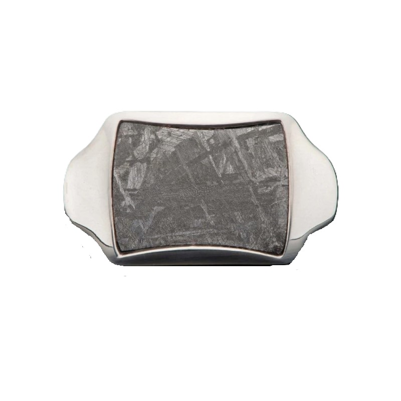 William Henry Sleek Meteorite Signet Ring